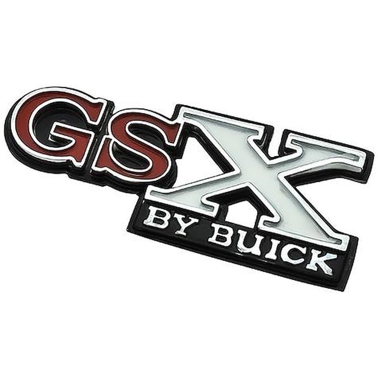 1237097 1970 Buick Skylark GSX, Emblem, Radiator Grille, GSX, Red, White, Black, Chrome Edges