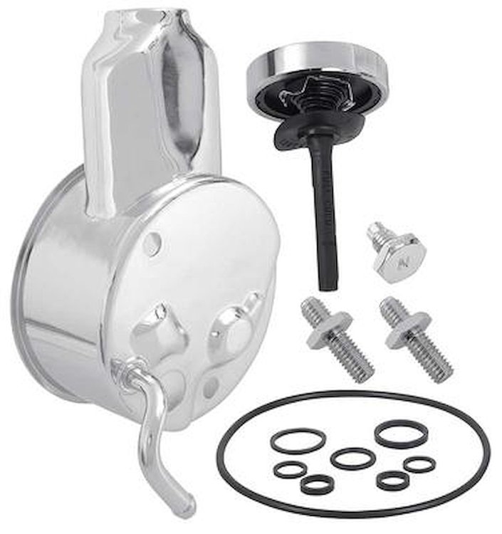 Power Steering Reservoir & Install Kit for 1969 Small Block Chevrolet Models [Chrome]