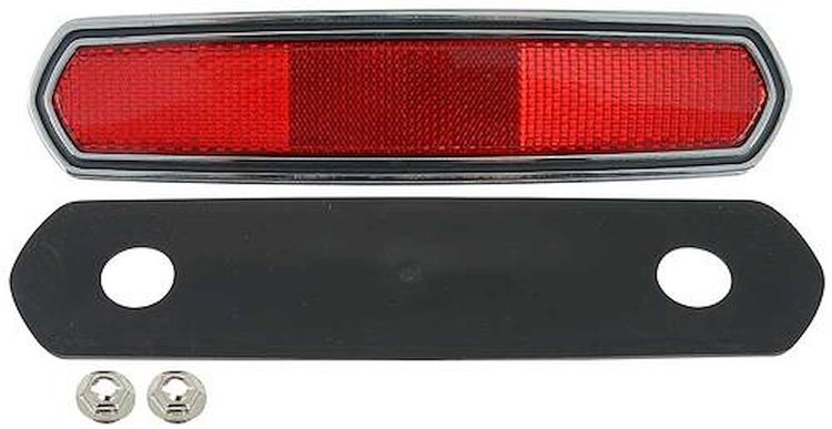 13380BR Quarter Panel Reflector Assembly-1968 Mustang; w/o Markings; with Chrome Bezel