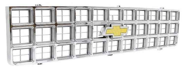 14007551 1980 Chevy Pickup, Blazer, Suburban, Grill Assembly, w/Bow Tie Emblem, Argent Gray/Chrome