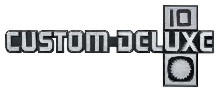 14026442 1981-87 Chevrolet Truck, CUSTOM DELUXE 10, Front Fender Emblem , Each, GM Licensed