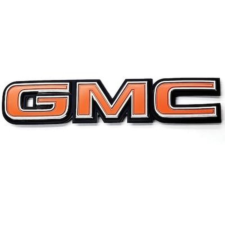 14027524 Tailgate Emblem; 1981-91 GMC Fleetside Pickup; GMC Logo; with Hardware