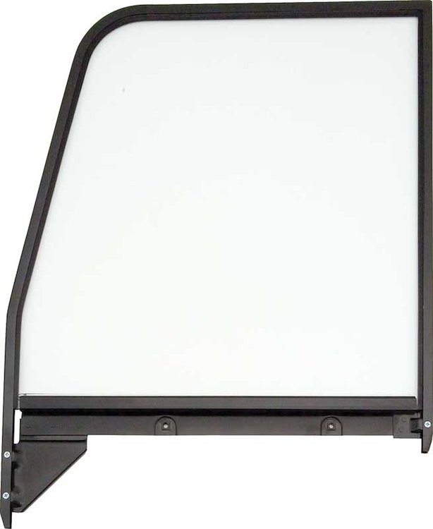 14135 Clear Door Glass Assembly; 1955-1959 Chevrolet, GMC Truck; with Black Frame, Setting Channel; LH