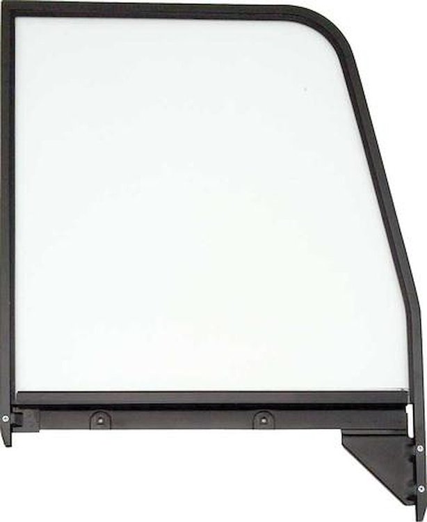 14136 Clear Door Glass Assembly; 1955-1959 Chevrolet, GMC Truck; with Black Frame, Setting Channel; RH