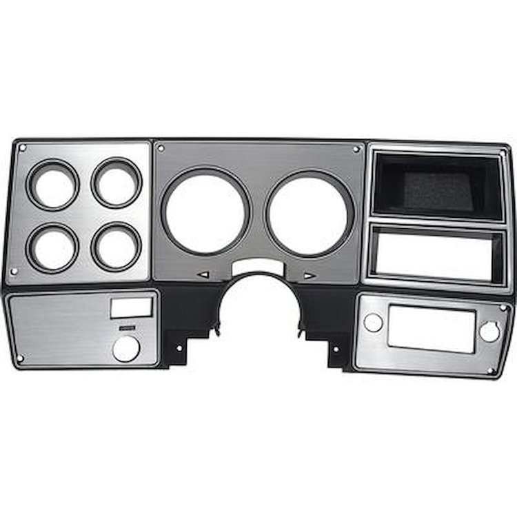14241 1978-80 Chevy, GMC Pickup, Blazer, Jimmy, Suburban, Dash Bezel, Black, w/o AC, Brushed Aluminum