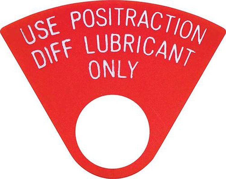 14407 1964-81 GM, Rear End Positraction Tag, Red, 12 Bolt, 1" Tag