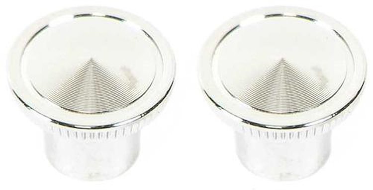 14665 1965-66 Impala, Bel Air, Chevy II Nova, Chevelle, Radio Knobs, Die-Cast Chrome, Pair