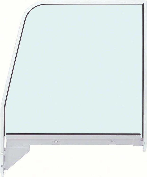 15019 Door Glass and Chrome Frame 1955-1959 Chevrolet, GMC Truck; Green Tinted; w/Channel Setting; LH