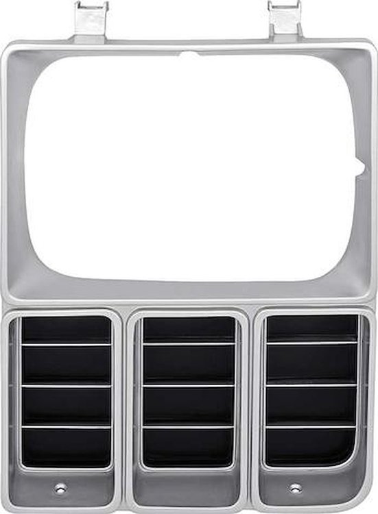 152877 1981-82 Chevrolet, Pickup, Blazer, Suburban, Headlamp Bezel, Single Headlamp, Argent Silver & Black, LH, Driver Side
