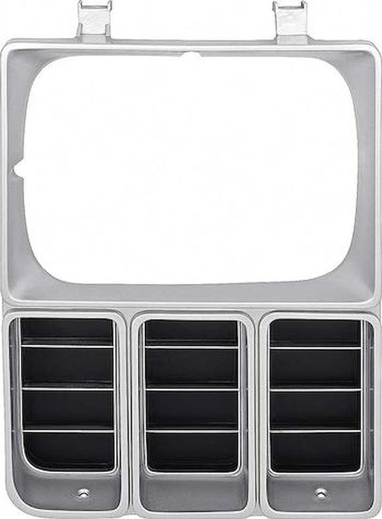 152878 1981-82 Chevrolet, Pickup, Blazer, Suburban, Headlamp Bezel, Single Headlamp, Argent Silver & Black, RH, Passenger Side
