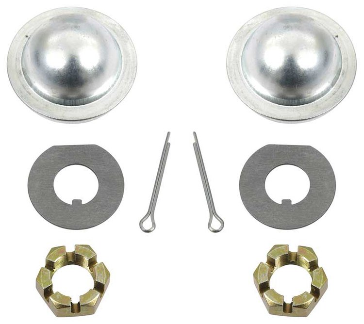 Spindle Hardware Set Fits Select 1970-1996 GM Car Models [Dust Cap, Cotter Pin, Spindle Nut, Washers]