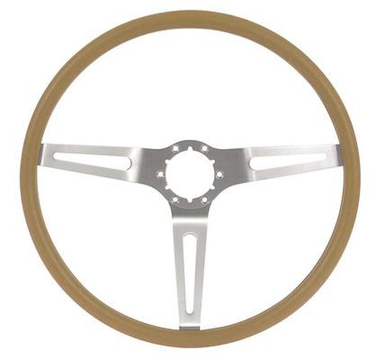 153920 1969-72 GM, Comfort Grip Cushioned Steering Wheel, 3-Spoke, Silver Spokes, Saddle Grip