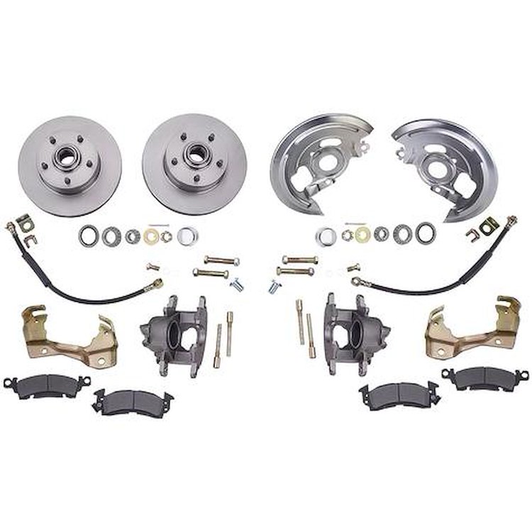 154770A Front Disc Brake Kit 1964-74 GM A/F/X-Body, Plain Rotors, Natural Finish Calipers
