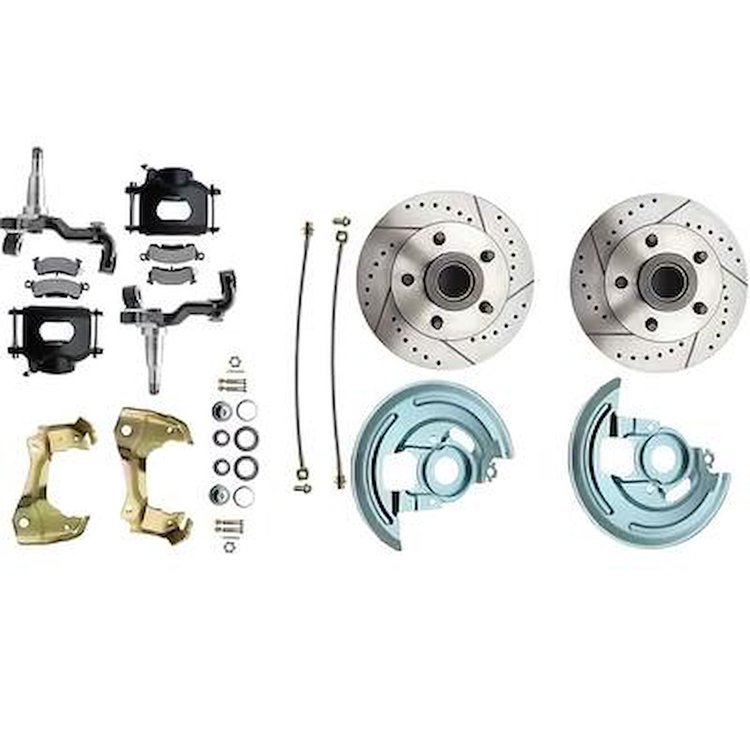 154771BK 1964-74 GM A, F, X-Body; Front Disc Brake Kit; Drilled/Slotted Rotors; Black Calipers