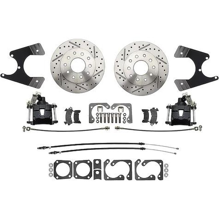 154773BK 1967 Camaro, Firebird; Rear Disc Brake Kit; Drilled/Slotted Rotors; Black Calipers