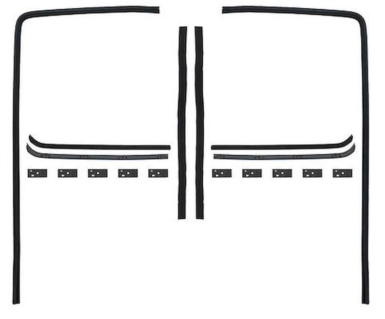 155590 1955-59 GM Truck, Glass Run & Window Felt Anti Rattle Weatherstrip, 18-Piece Set