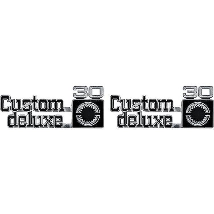 157522 1975-80, Chevrolet Truck, "CUSTOM DELUXE 30", Front Fender Emblem, Pair