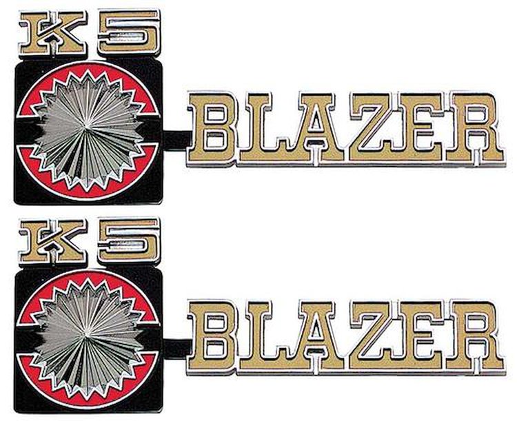 157532 1975-80, Chevrolet, "K5 BLAZER", Front, Fender Emblem, Pair