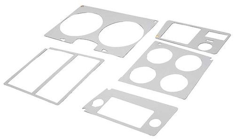 17131 1978-80 GM Pickup, Blazer, Jimmy, Suburban, Dash Bezel Insert Set, w/ Air Conditioning, Brushed Aluminum, 5 Piece Set