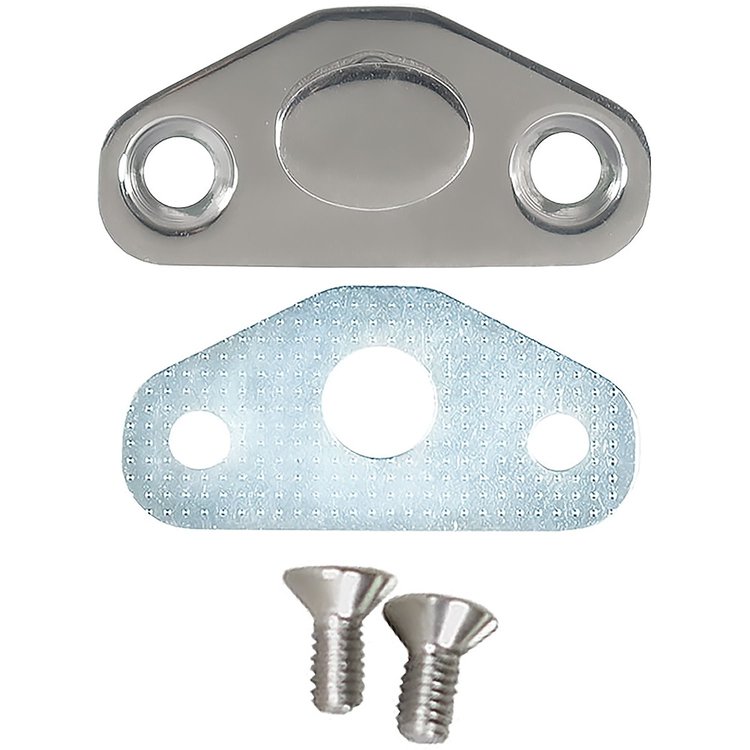 22008ACH 1967-70 Mustang, Cougar; Door Latch Striker Plate; With Screws & Shim; Stainless; Chrome Plated