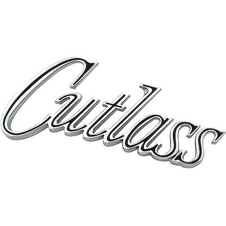 230948 1970 Oldsmobile Cutlass, Die-Cast Fender Emblem, Cutlass Script