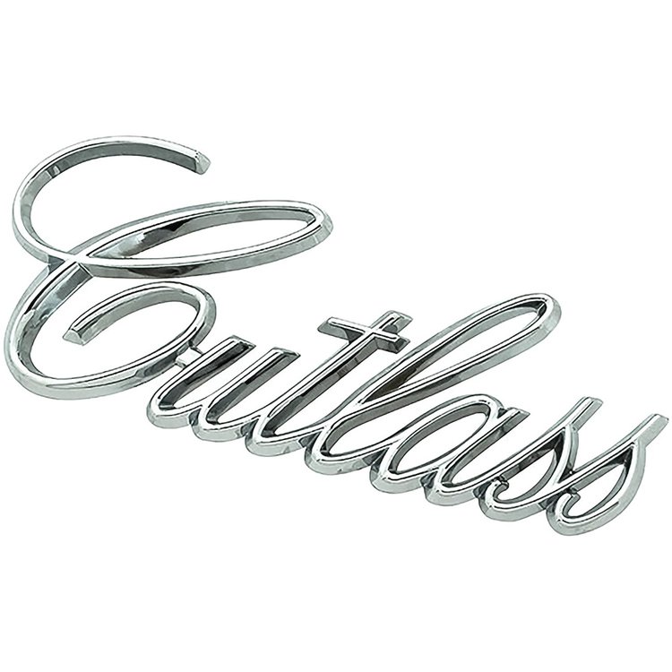 231212 1971-77 Oldsmobile Cutlass, Die-Cast Fender Emblem, Cutlass Script