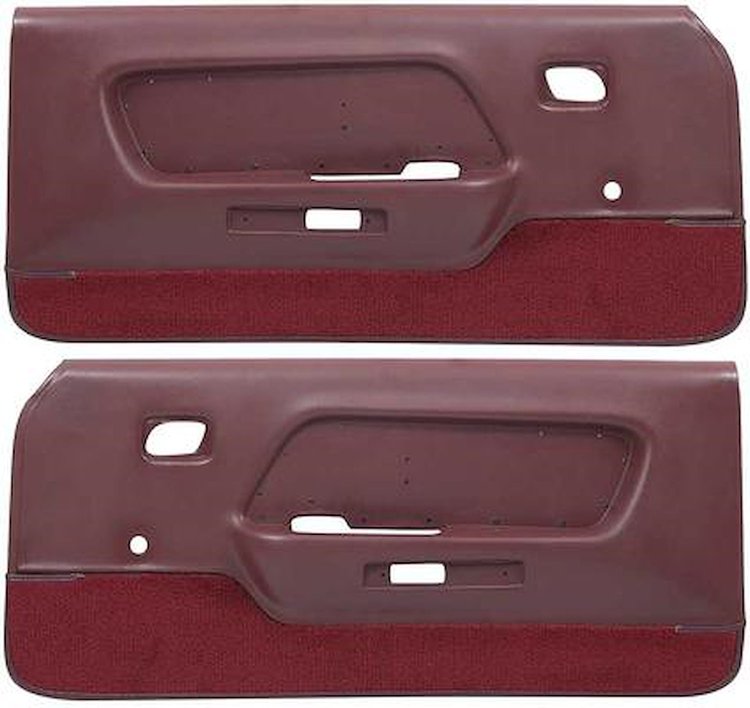 23942929 1969 Ford Mustang, Deluxe Door Panels, Dark Red w/ Maroon Carpet;