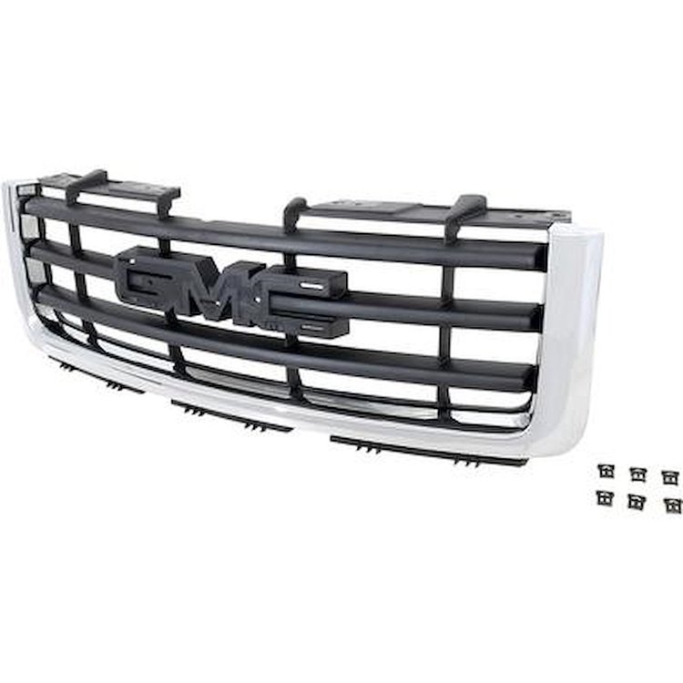 25810704 2007-13 GMC Sierra 1500, Grill Assembly, Chrome Shell, w/ Black Cross-Bar Insert
