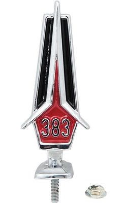 2785386 1967 Plymouth Belvedere, Satellite, 383-4 Barrel , Hood Ornament Emblem, Black/Red