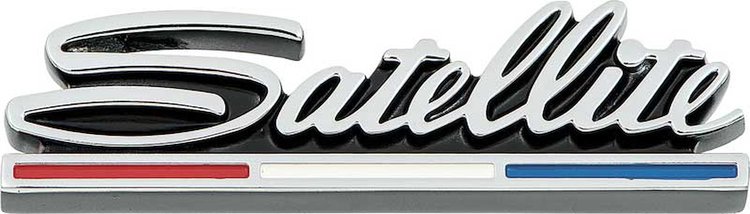 2842387 Flag Rear Panel Emblem 1968 Plymouth Satellite; Red, White, Blue; Mopar Licensed