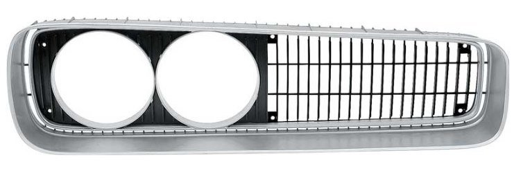 Front Grille Assembly 1970 Dodge Coronet, Super Bee - Silver Finish w/Black Accents - Passenger Side