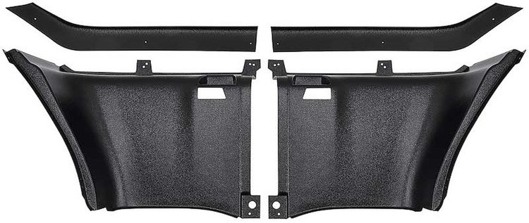 31112B Quarter Panel Trim Side and Upper Panel-1969-70 Mustang Fastback; 4-Piece Set; Black