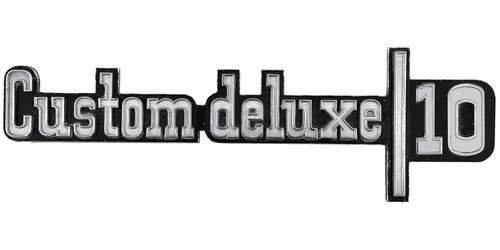 328851 "CUSTOM DELUXE 10" Front Fender Emblem 1973-74 Chevrolet Truck; Each