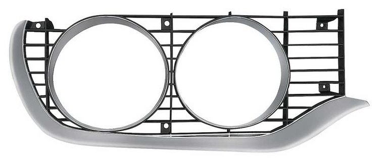 3442018 Headlamp Bezel-1971-72 Plymouth B-Body; 2 Door, Hardtop; Silver/Black; Passenger Side