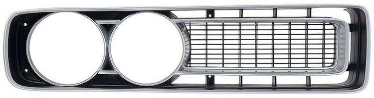 3442378 Front Grill 1971 Dodge Charger; Black/Silver; RH Passenger Side