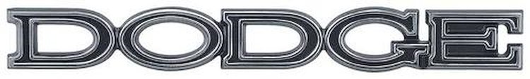 3443554 Trunk Lid Emblem 1971 Challenger, Dart, Demon, Charger; "Dodge" Hood, Grill