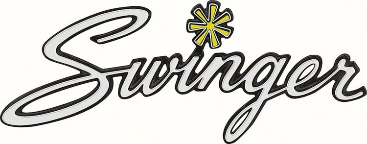 3446102 Trunk Emblem 1970 Dodge Dart; "Swinger"; Mopar Licensed