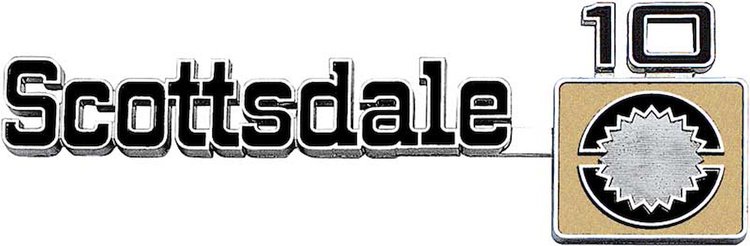 349690 Scottsdale 10 Front Fender Emblem for 1975-1980 Chevy Trucks, Suburban