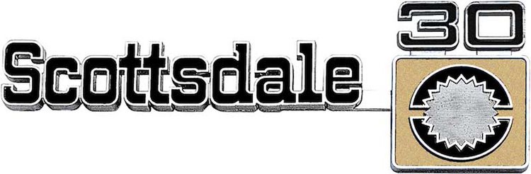 349692 Front Fender Emblem 1975-80 Chevrolet Truck "Scottsdale 30"