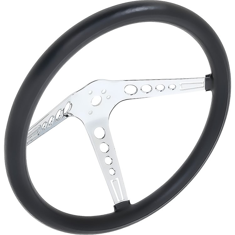 355431 15 Inch GT3 Classic Style Steering Wheel with Foam Grip and Polished Spokes