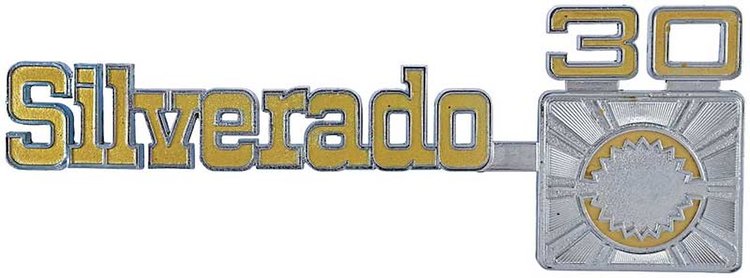 357268 Front Fender Emblem 1975-80 Chevrolet; "Silverado 30"; Each