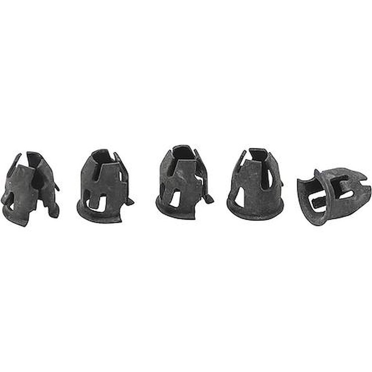 375480S Emblem Barrel Clips; 1948-UP Ford Car, Pickup Truck; For 1/8 inch Stud; Fits 1/4 inch Hole Diameter; 5-Pack
