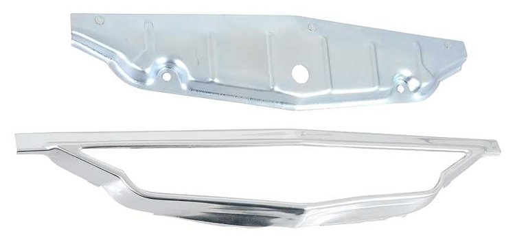 3779610 Grill Emblem Bezel & Backing Plate Set 1961 Impala, Bel Air, Biscayne