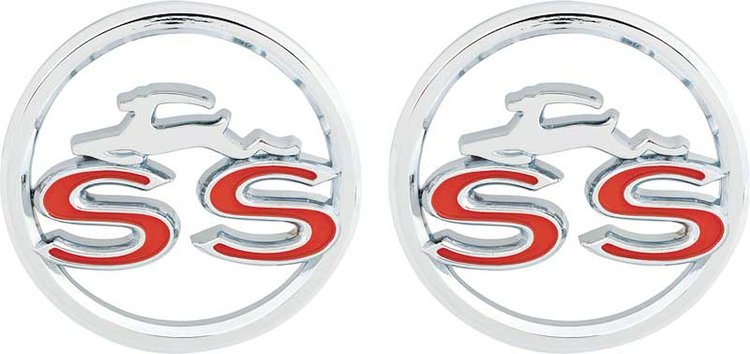 3827300 Quarter Panel Emblems 1963 Impala SS; Pair