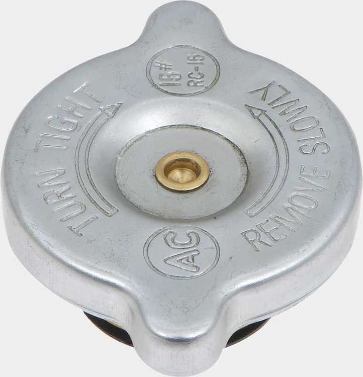 3886273 Radiator Cap 1957-73 Buick, Chevy, Pontiac, Olds; 15 lbs; RC-15 w/Hollow Rivet; Show Quality