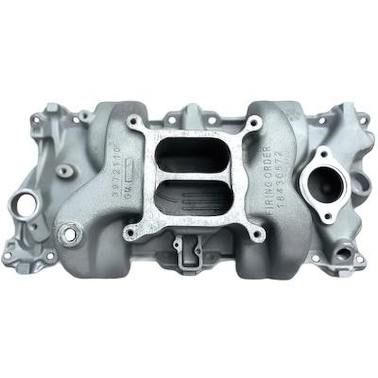 3972110 1970 Corvette, Camaro, Aluminum Intake Manifold, Dual Plane, 350ci, w/ Winters Snowflake Logo, 3972110 Casting Number