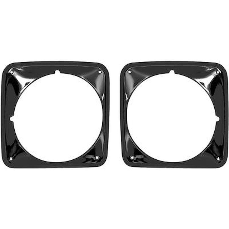 399070B Headlamp Bezel Set for 1969-1972 Chevrolet Truck, Blazer, Suburban [Left/Driver Side and Right/Passenger Side, Black]