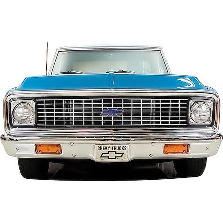 399070C 1969-72 Chevy Pickup, Blazer, Suburban; Headlamp Bezel Set; LH and RH; Stamped Steel; Chrome