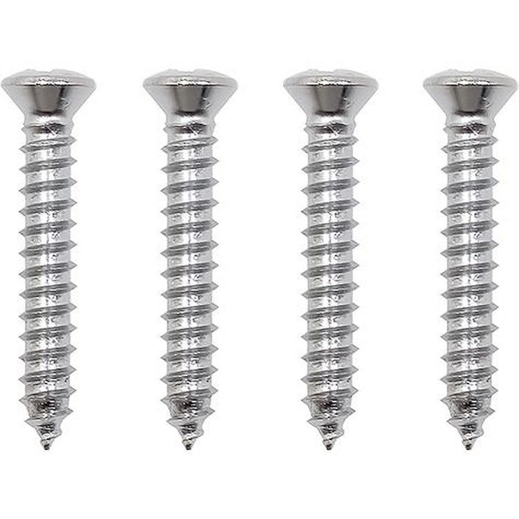 41483 Screw #8 X 1" w/ #6 Phillips Head Tapping Screws, Chrome, Set of 4