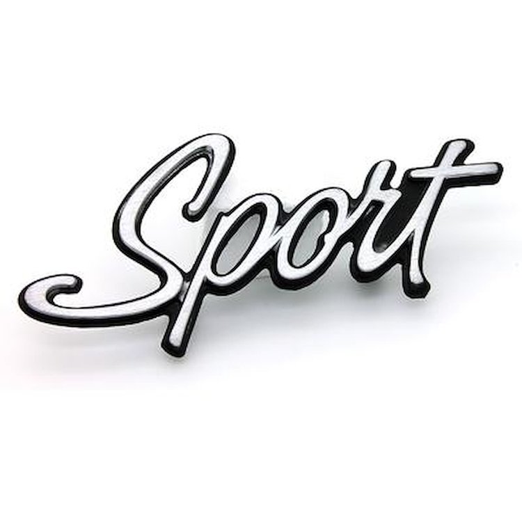 487742 1971-72 Pontiac Lemans, Sport Emblem, Script Nameplate, For Quarter Panel or Front Fender